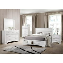Stonecroft Furniture Mona Street 5 Piece King Storage Panel Bedroom Set in White
