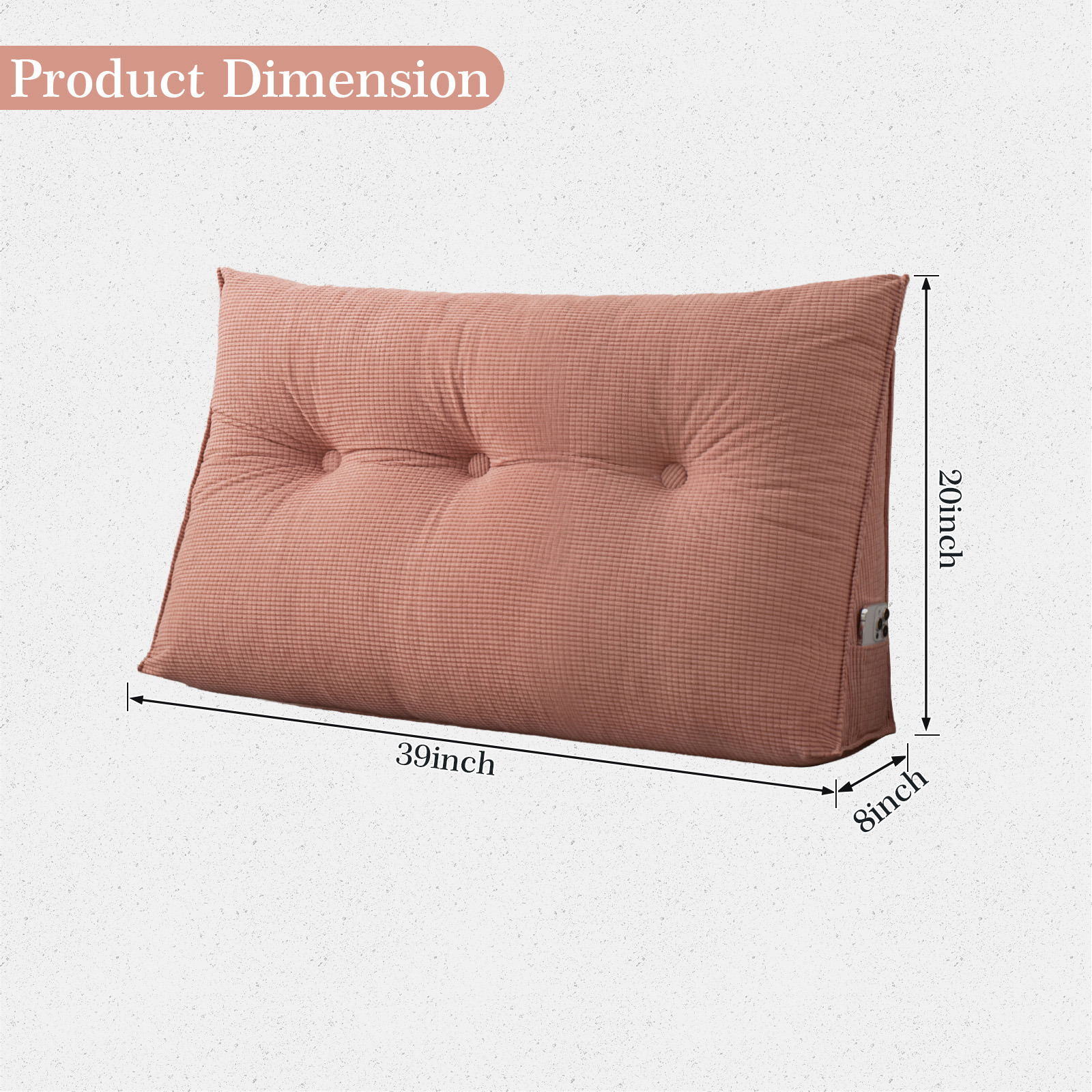ANMINY Triangle Headboard Pillow Full Filling Backrest Positioning Support Wedge Pillow