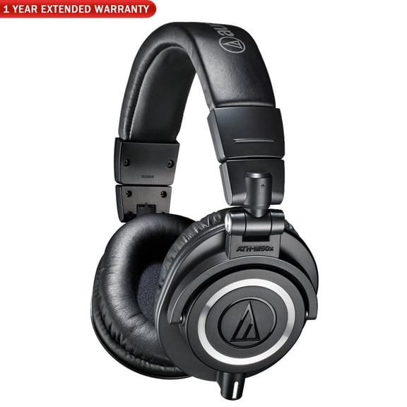 Audio-Technica ATH-M50X Professional Studio Headphones (Black)   1 Year Extended Warranty