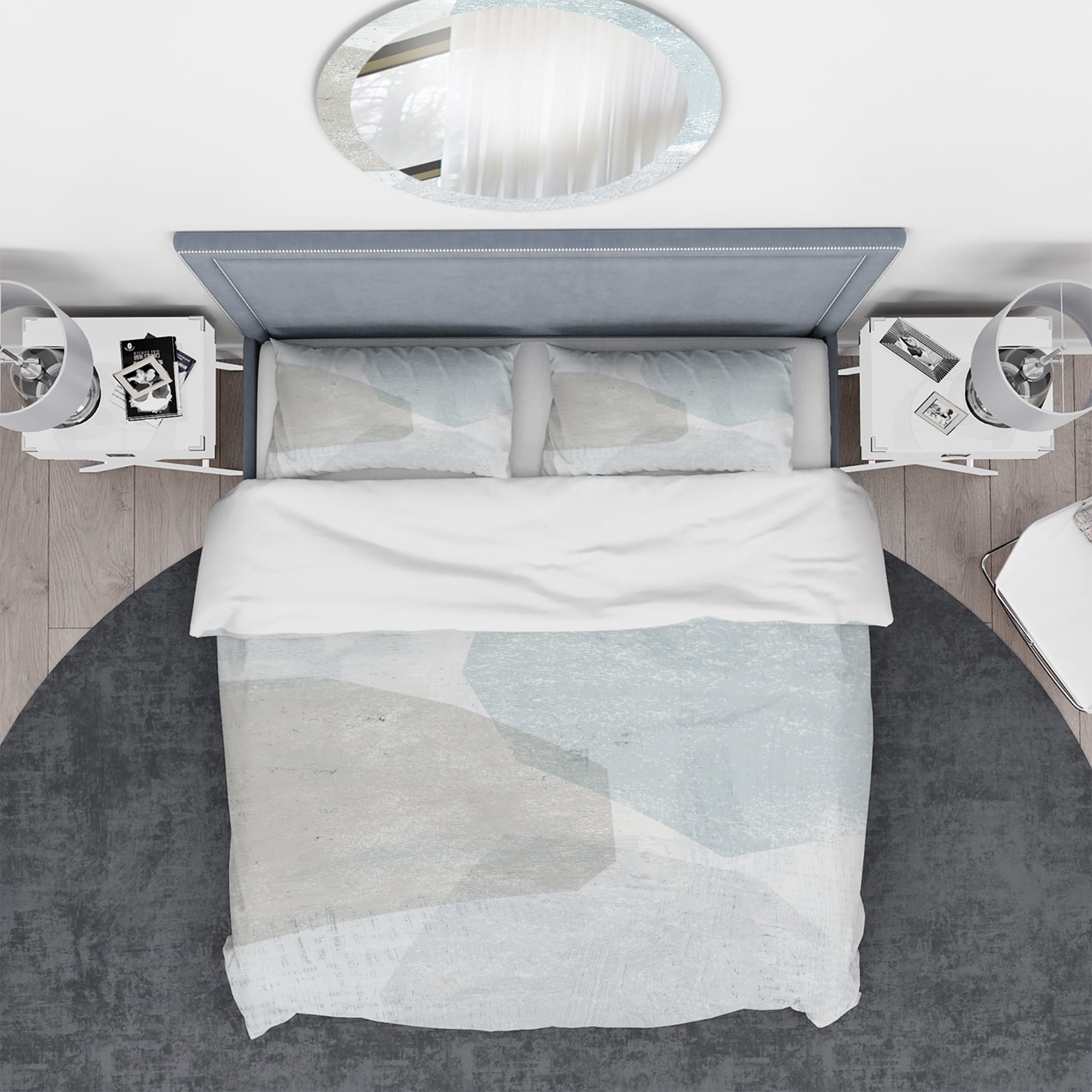 Designart 'Grey and White Collage I' Geometric Duvet Cover Set