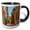 Black/White, variant on 3drose, France, Provence. Street Scene., 11oz Two-tone Blue Mug