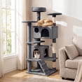 thumbnail image 2 of Gymax 52'' Tall Cat Tree Tower w/2 Condos Plush Padded Perch Sisal Scratching Posts Dark Gray, 2 of 10