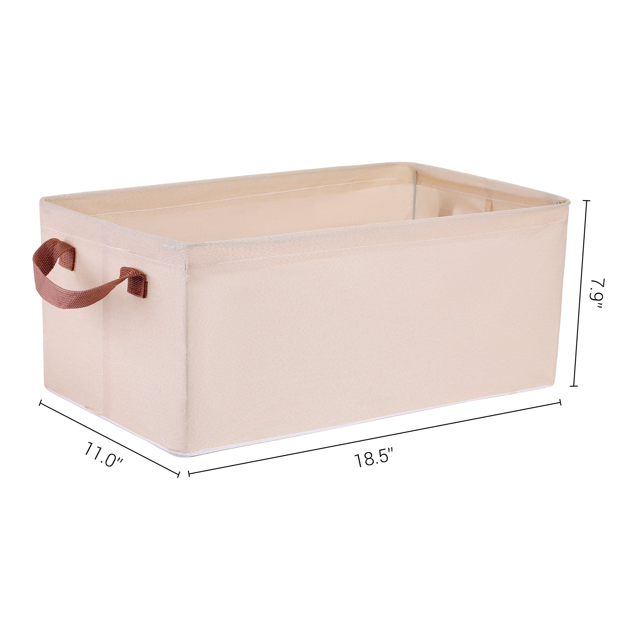 Unique Bargains Fabric Storage Bin with Handles, Collapsible Basket Beige 19*11*8in