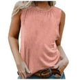 thumbnail image 3 of Womens T Shirt Women Sleeveless O Neck Solid Slim Casual Tank Top Pink XL, 3 of 6
