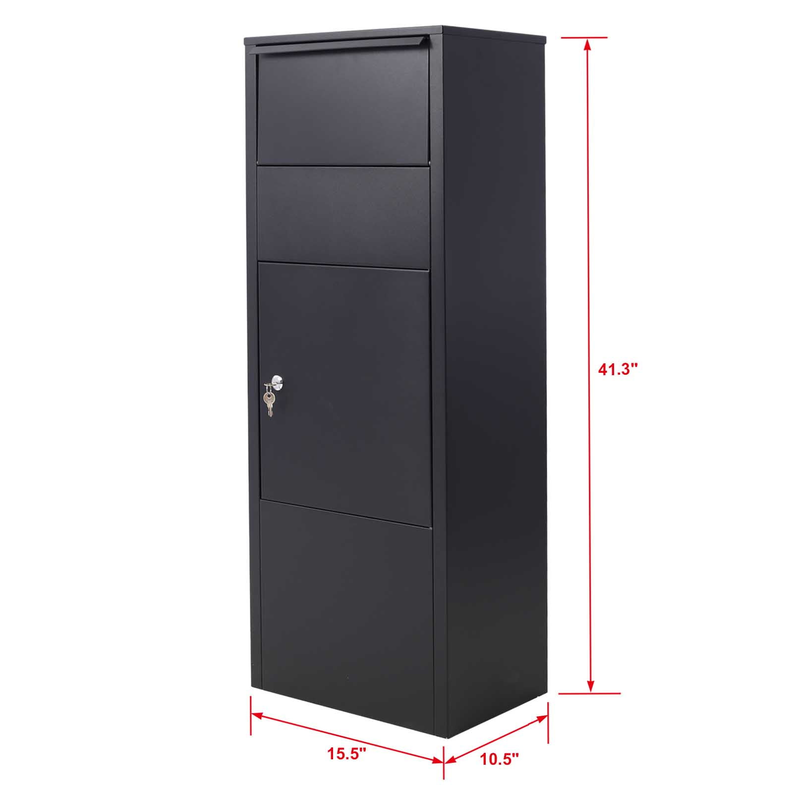 BARONAGE 10.5" x 15.5" x 41.30" Large Package Delivery Parcel Mail Drop Box for Black, Galvanized Steel Parcel Drop Box with Lockable Storage Compartment