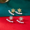thumbnail image 3 of SPEKSEE Christmas Snowflake Earrings for Women Sparkly CZ Winter Snowflake Pearl Tree Stud Earrings Christmas Holiday Gifts, 3 of 8