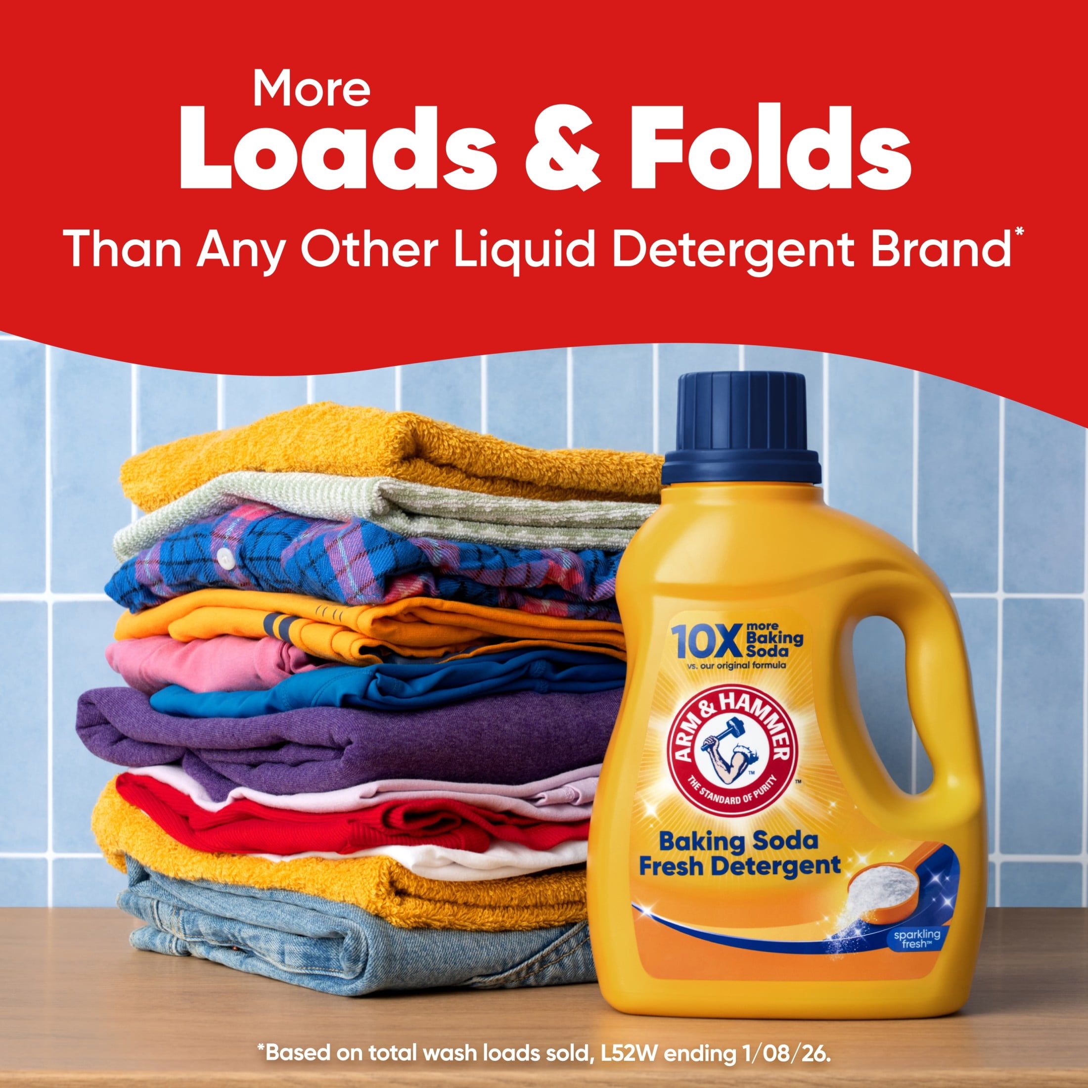 ARM & HAMMER Baking Soda Fresh Liquid Laundry Detergent, 110 Fl Oz 110 Loads