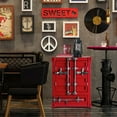 thumbnail image 5 of 25.5in Industrial End Table with Locker, Industrial Forge Metal Locker Side Table, Concealment Gun Metal Furniture, Container Cabinet for Tool Room Garage Storage(Red), 5 of 8