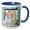 Blue/White, variant on 3drose, Cupcake Eggs and Cooking Fun Frame with Pretty Watering Can with Flowers and Lemon, 11oz Two-tone Black Mug