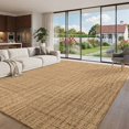 Woven Texture Area Rug 8'x10', Brown Tan Linen Style Rustic Farmhouse ...