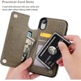 thumbnail image 6 of for iPhone Xr Case Wallet with Card Holder, Embossed Butterfly Premium PU Leather Double Magnetic Buttons Flip Shockproof Protective Case Cover for iPhone Xr (6.1", Gray), 6 of 11
