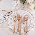 thumbnail image 6 of 150 Pcs Rose Gold Plastic Plates with Disposable Rose Gold Cutlery, Includes: 25 Dinner Plate 10.25", 25 Dessert Plates 7.5", 25 Cups 9OZ and 25 Silverware for Wedding, 6 of 8