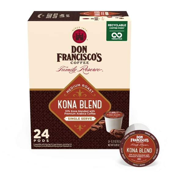 Don Francisco's Kona Blend Medium Roast K-Cup Coffee Pods, 24 Count, Compatible with Keurig Brewers, Recyclable Through TerraCycle