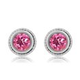 thumbnail image 2 of Gem Stone King 925 Sterling Silver Pink Mystic Topaz Bezel Stud Earrings for Women Men (2.00 Ct Round 6MM), 2 of 2