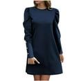 thumbnail image 2 of Antinious Women Long Sleeve Elegant Princess Dress Solid Color Turtleneck Slim Knee Length Wedding Guest Dress,Fall Winter Savings!Birthday Dresses for Women,Women Party Dress,Navy,M, 2 of 4