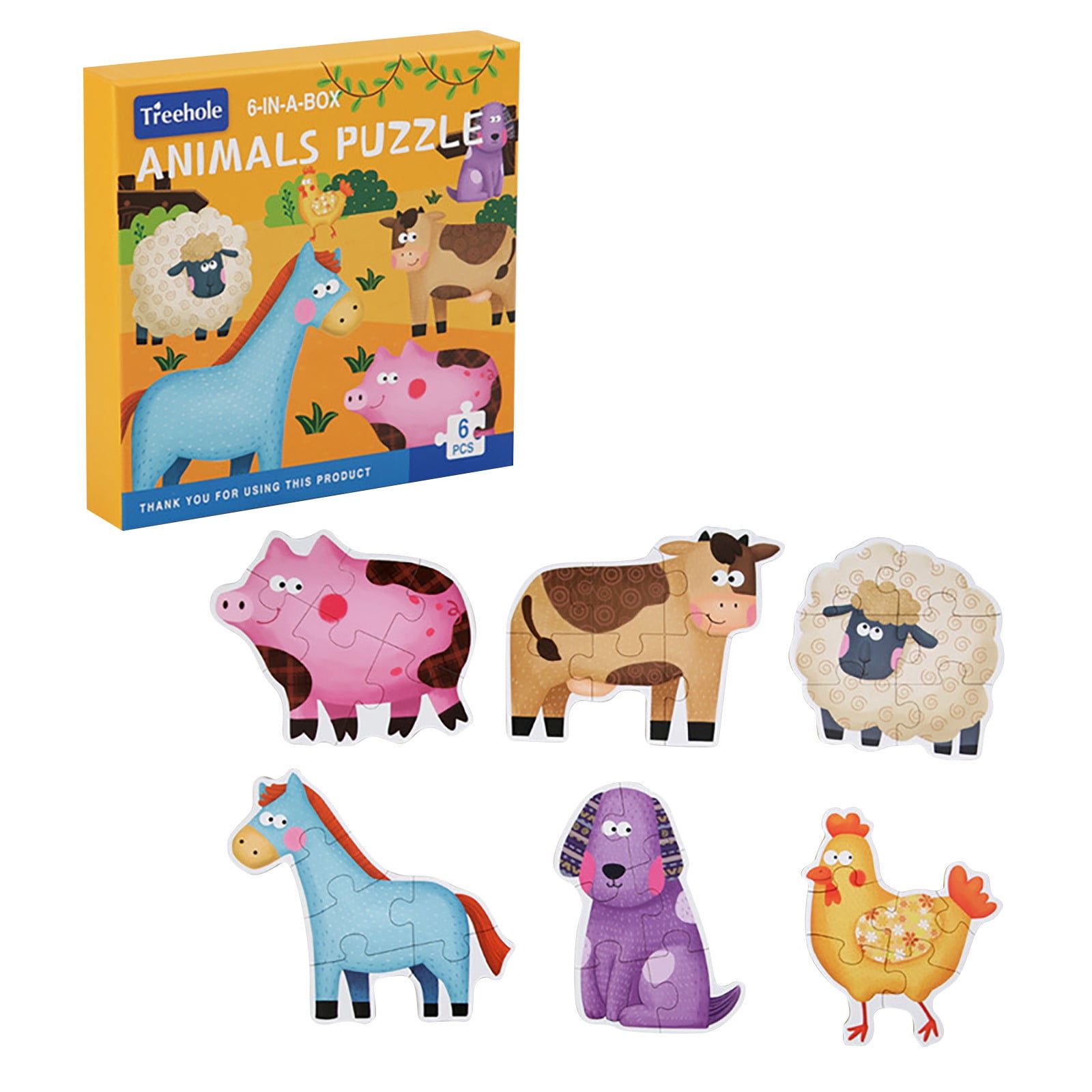 Lisciani - 6 Puzzles 2 En 1 Animales Montessori 24 Piezas Grandes Y 4  Bloques De Madera Para Niños +2 Años con Ofertas en Carrefour