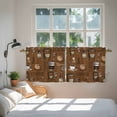 thumbnail image 4 of Coffee Theme Tier Curtains, Funny Brown Vintage Beans Latte Tea Cup Light Filtering Kitchen Curtains, 2Pcs Rod Pocket Half Window Treatments Panels for Sink Cafe Cabinet Camper 27.5x36 Inches, 4 of 9
