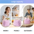thumbnail image 5 of Cute Corduroy Lunch Bag for Women Men, Insulated Lunch Box Tote Bag Reusable Leakproof Bento Cooler Bag for Office Work Picnic Travel (Purple Flowers), 5 of 7