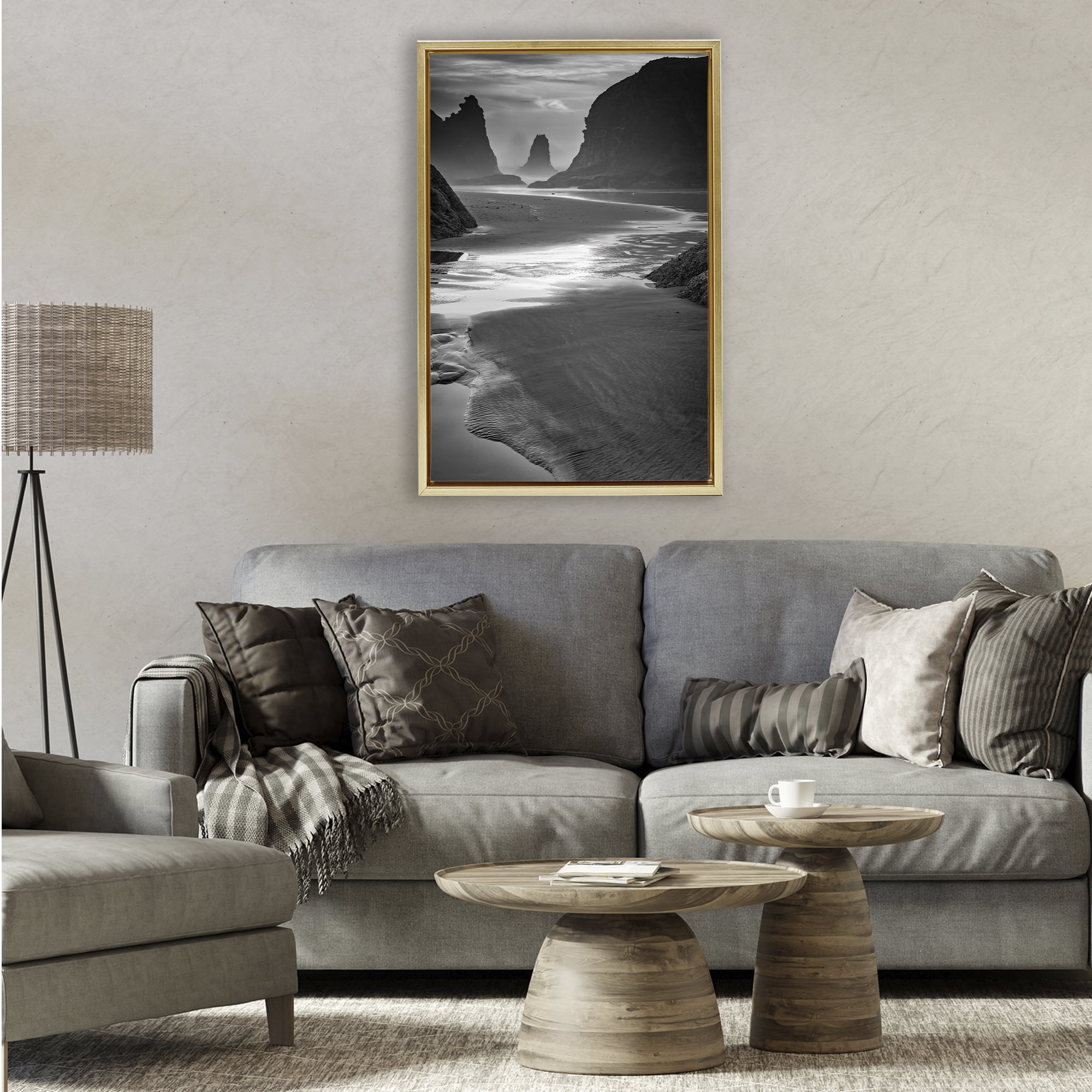 Stupell Industries Last Light On Bandon Beach Gold Framed Floater Canvas Wall Art, design by Rick Berk