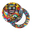 thumbnail image 3 of Round Bar Stool Seat Covers, Colorful Abstract Street Art Elastic Round Chair Cover Stool Seat Slipcover Bar Stool Cushions Round Pad for 12-14 inch, 3 of 7