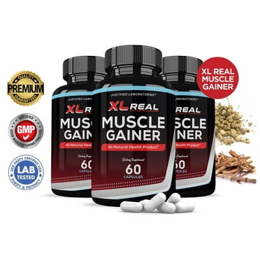 (3 Pack) XL Real Muscle Gainer Men’s Health Supplement 1484mg 180 Capsules