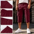 thumbnail image 2 of Trgacdwlo Men's Cargo Capri Pants Quick Dry 3/4 Below Knee Capri Pants with Pocket Elastic Waist Summer Men Hiking Pants Wine M, 2 of 9