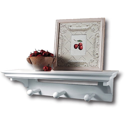 Inplace Shelf with Pegs, 17" W x 4" D x 4.5" H, White