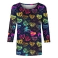 thumbnail image 3 of mihongmao Valentines Day Shirts Crewneck Women's Fashion Tees Casual Crewneck 3/4 Sleeve Loose T Shirt Ladies Blouses Shirts Multicolor 3X, 3 of 4
