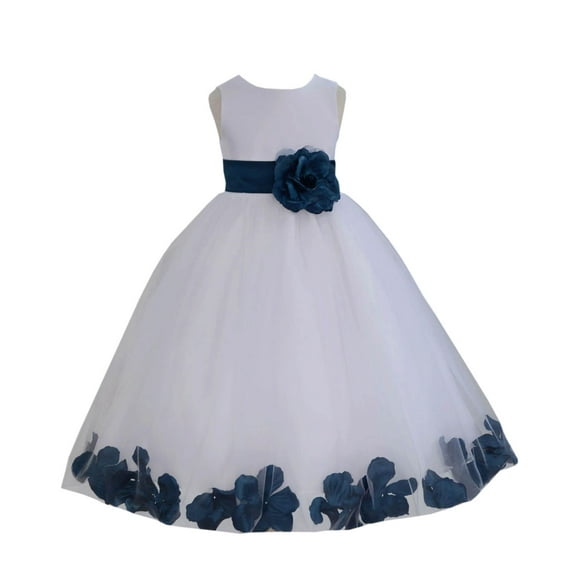 Ekidsbridal Satin White Peacock Tulle Petal Flower Girl Dress for Beauty Pageant Toddlers Dancing Fashion Gowns 302S 2