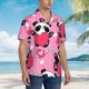 thumbnail image 3 of Fotbe Panda Heart Valentine Pink Camisa Hawaiana para Hombre Unisex – Camisa Casual de Verano con Botones de Manga Corta de Algodón y Lino,3X-Large, 3 of 7