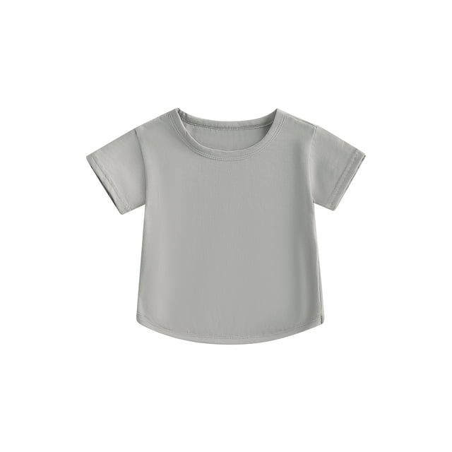 xiaxaixu T-Shirt Garçon Fille Décontracté Été Col Rond Couleur Unie Manches Courtes Ample pour Tout-Petit