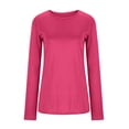 thumbnail image 6 of Sevevn Women's Fashion Solid Loose Long Sleeve T-shirt Pullover Tops Hot Pink XXXL Early Access Deals, 6 of 7