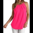 thumbnail image 2 of Camisola Plisada para Mujer, Tirantes Finos, Cuello Halter, Dobladillo Curvo, Moda 2025, Color Rojo Rosa, Talla XXL, 2 of 9