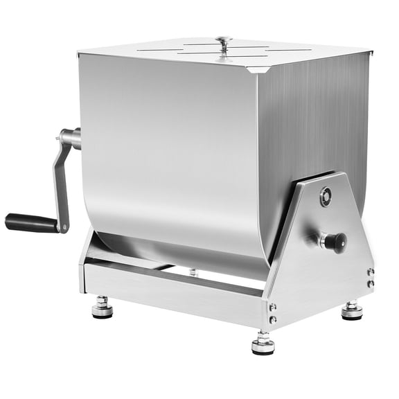 VEVOR Manual Meat Mixer, 15L Tilt Tank Meat Processing Equipment(Mixing Max 15LBS for Meat), Stainless Steel Meat Mixer, Sausage Mixer Machine with Li