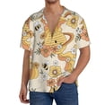 thumbnail image 3 of Naloa Groovy Floral Men's Loose Fit Cuban Collar Short-Sleeve Shirt with Button-down and Chest Pocket for Everyday Wear Outings - 3X-Large, 3 of 7