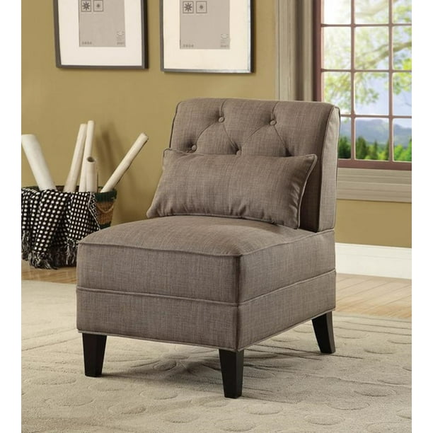 Accent Chair with Pillow, Charcoal Linen