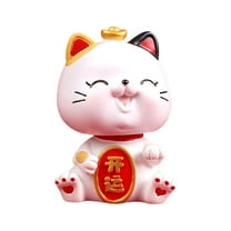 Resin Lucky Cat Figurine Ornament Art Decorative Creative Craft Animal Sculpture Kitten Statue for Desktop Present Festival Bedroom Cabinet Style B