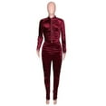 thumbnail image 6 of Velvet Track Suits for Women Set 2 Piece Sweatsuits Outfits Velour Ruched Long Sleeve Zip Up Jacket and Pants Sets, 6 of 7