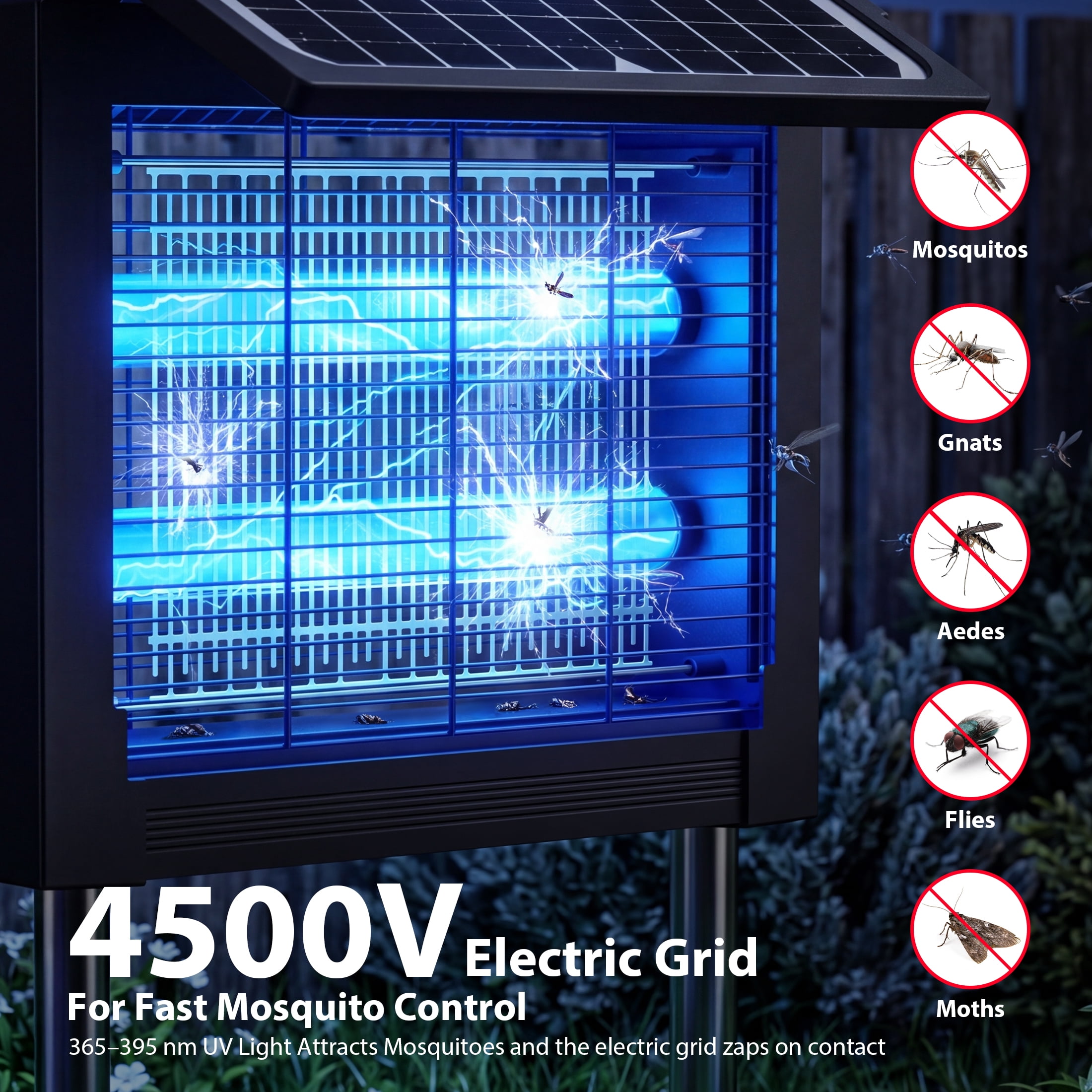 Aukfa Bug Zapper Outdoor, 1 Acre Rechargeable Mosquito & Fly Zapper, Dual Solar Panels, IPX5