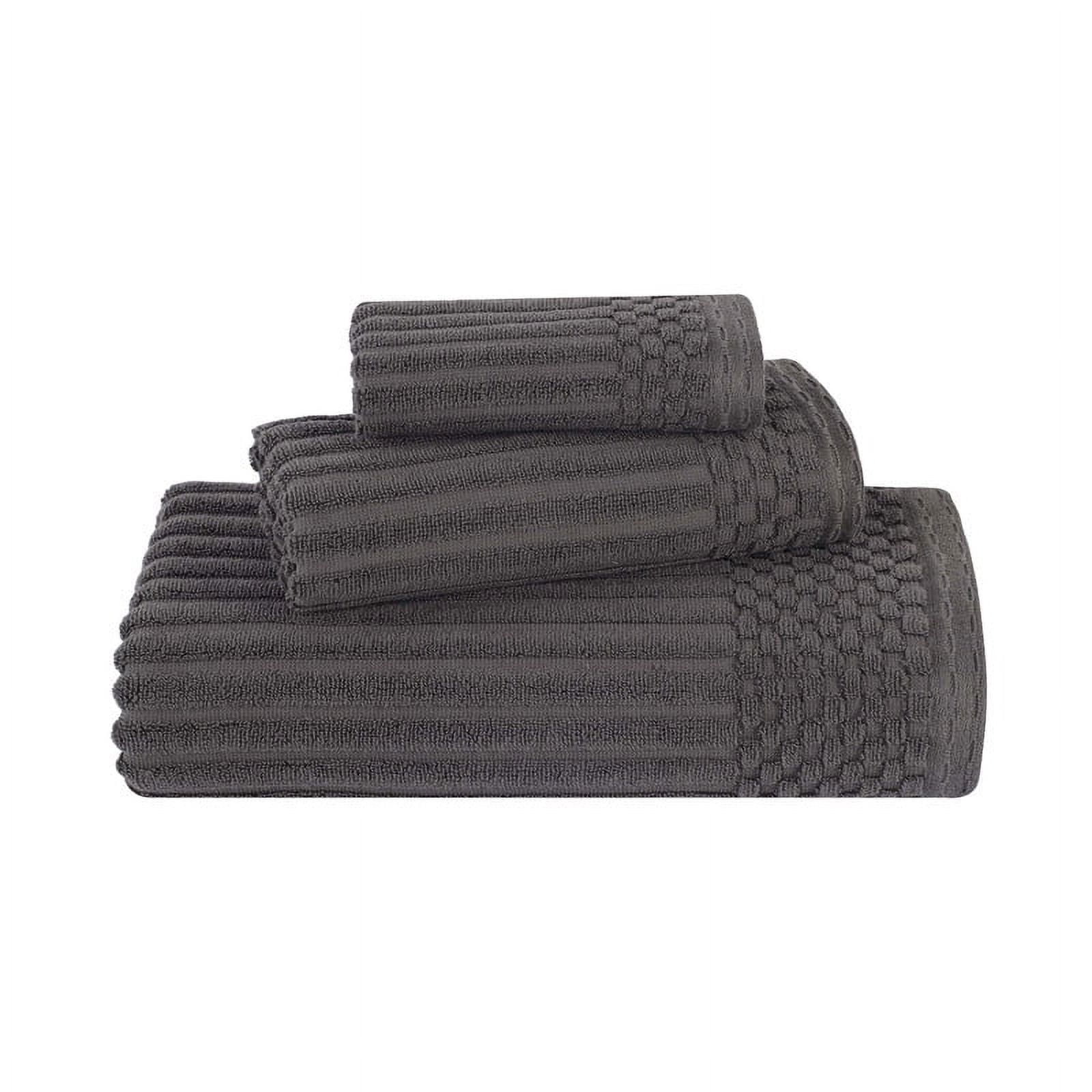Superior Soho Ribbed Cotton 3-Piece Assorted Towel Set, Charcoal