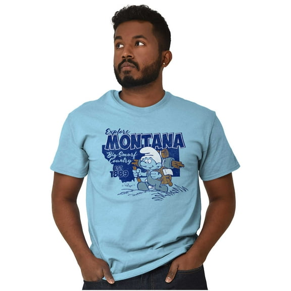 Montana MT Big Smurf Country Hiking Men's Graphic T Shirt Tees Brisco Brands S