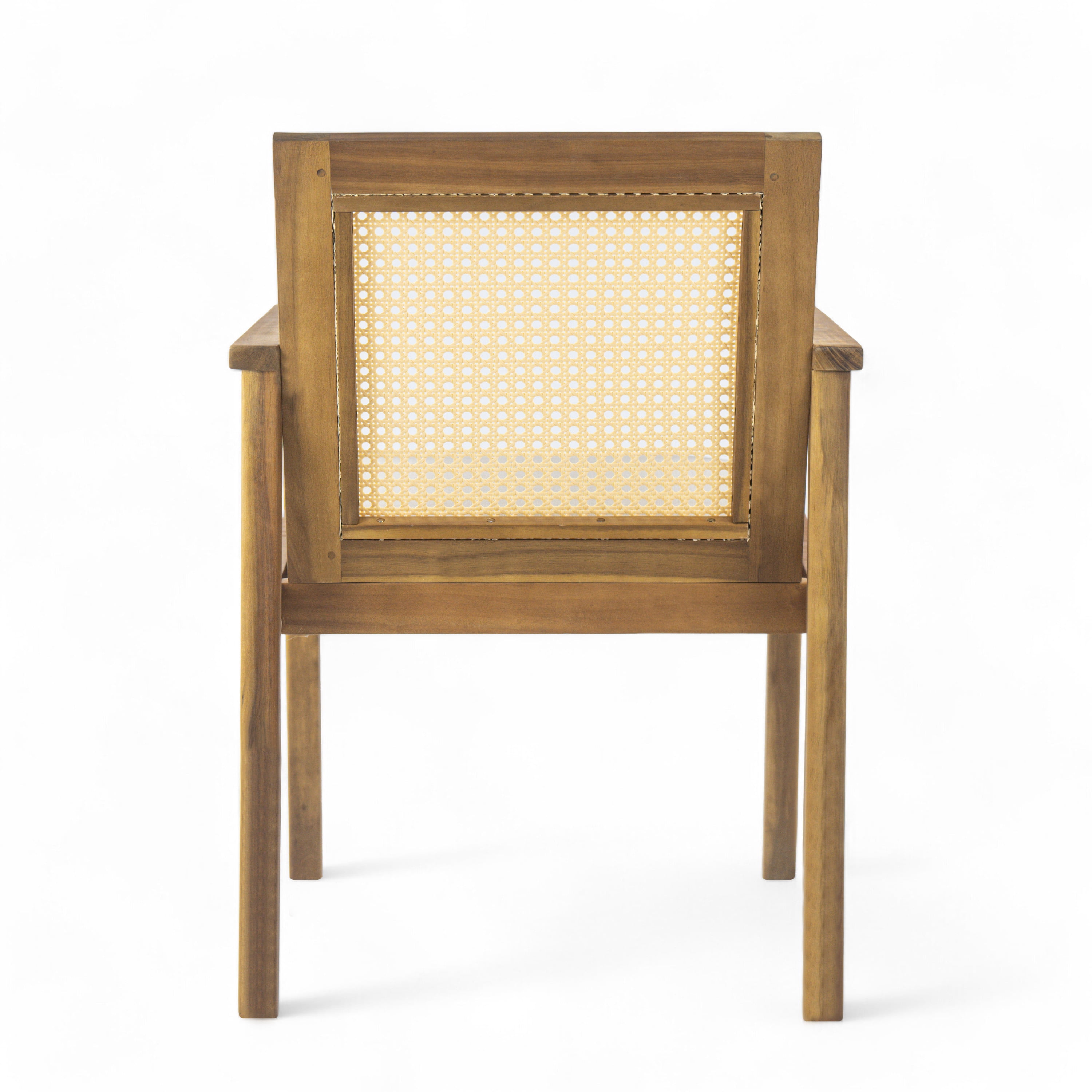 Acacia Wood Patio Dining Chairs Set of 2 with Cushion for Patio Garden, Teak