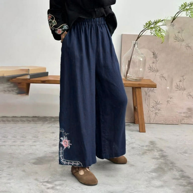 QYZEU Summer Pants for Women 2024 Casual Trouser New Ethnic QYZEU Summer Pants for Women 2024 Casual Trouser New Ethnic