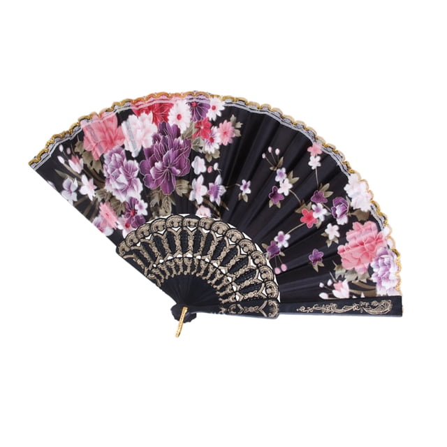 Retro Plegable Tejido Floral Español Encaje para Bailar Banquete de Boda Colcomx Ventilador de mano