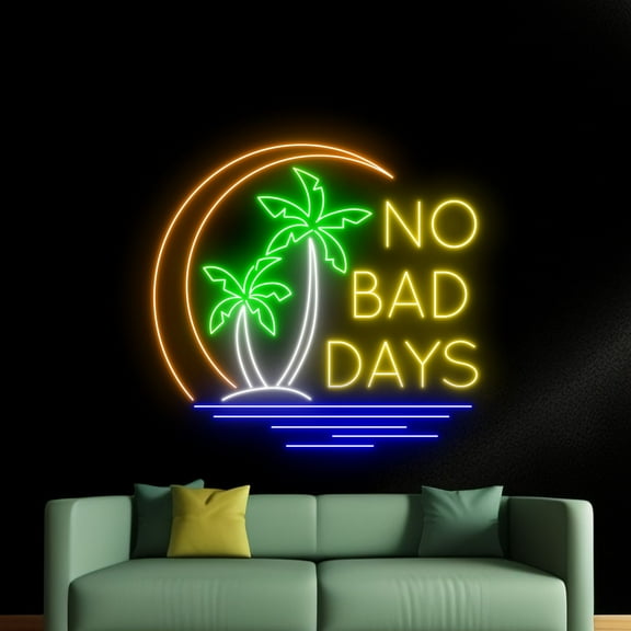 Handmadetneonsign No Bad Day Neon Sign, Beach Wall Art Decor, Palm Tree Wall Decor, Wave Neon Sign