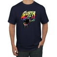 thumbnail image 1 of Wild Bobby, Technicolor Colorful Tiger Roaring, Animal Lover, Men Graphic Tees, Navy, Large, 1 of 3