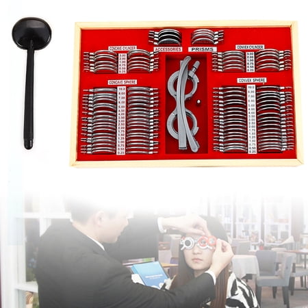 104 pcs Optical Trial Lens Set Metal Rim Aluminum Box Optometry Kit with Frame