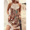 thumbnail image 5 of Women Paisley Lace Spliced Sleeveless A-Line Mini Dress, Slim Fit Casual Daily Dress, 5 of 5
