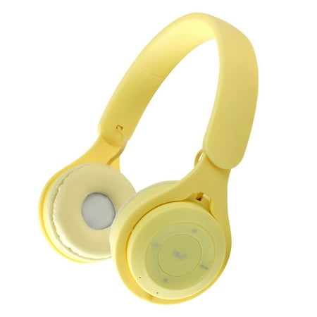 Rinhoo Bluetooth 5.0 Headphone Wireless Head Mount Headphone TF Card Rechargeable Headset with Mic, Yellow