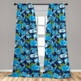 thumbnail image 4 of Ambesonne Vintage Curtains, Flora Roses on Plain Back, Pair of 28"x84", Sky Blue and Yellow Green, 4 of 5